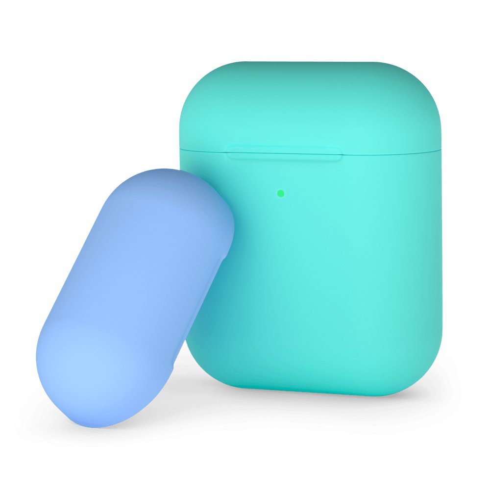 Чехол Deppa для AirPods Silicone case двухцветный мятно-голубой